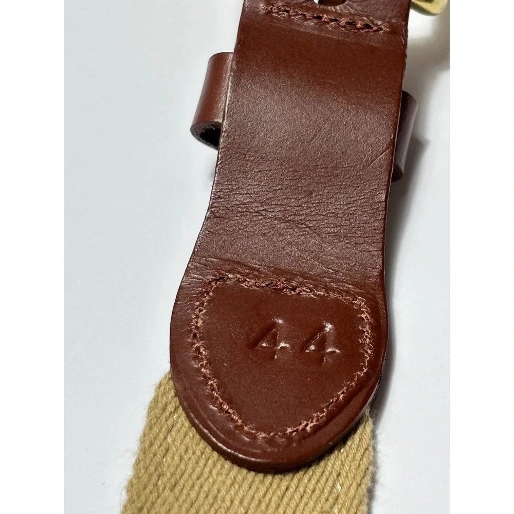 Leather Man Limited Belt 44 Navy Blue Palm Tree Pennant Ribbon Solid Brass